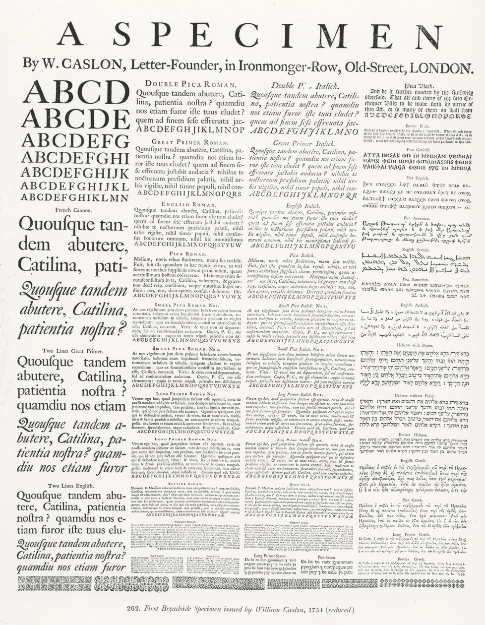 Okaz autorstwa W.Caslon autorstwa English School