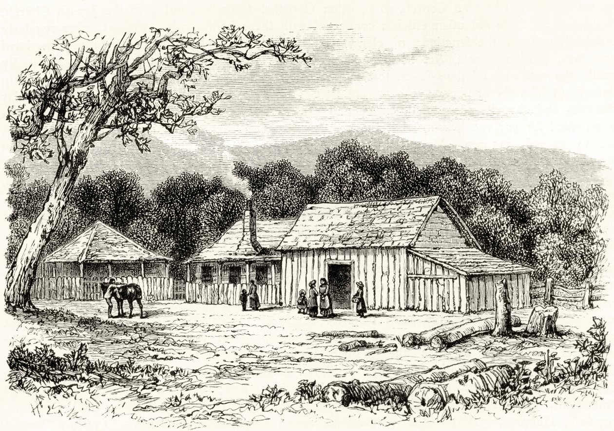 Stacja lokatorska, ok. 1880, z „Australian Pictures” Howarda Willoughby’ego, wydanej przez Religious Tract Society, Londyn, 1886 autorstwa English School