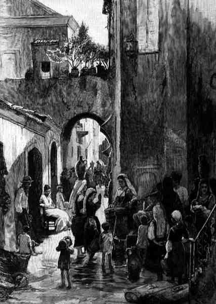 A Street Fountain, Catanzaro, Włochy, z "The Picturesque Mediterranean", Tom 3, opublikowane przez Cassell and Co. Ltd. autorstwa English School