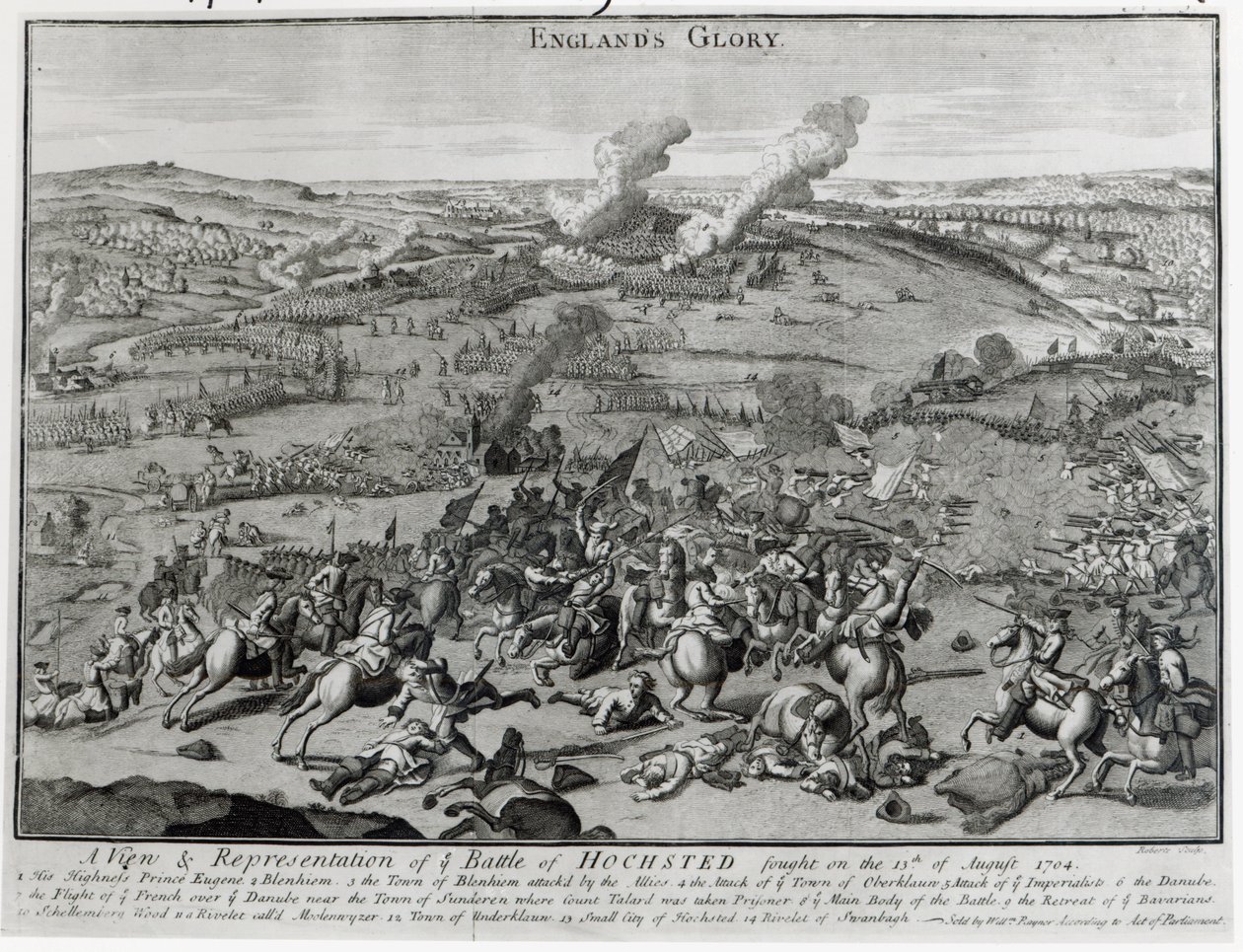 Widok i przedstawienie bitwy pod Hochsted, 13 sierpnia 1704 r. autorstwa English School