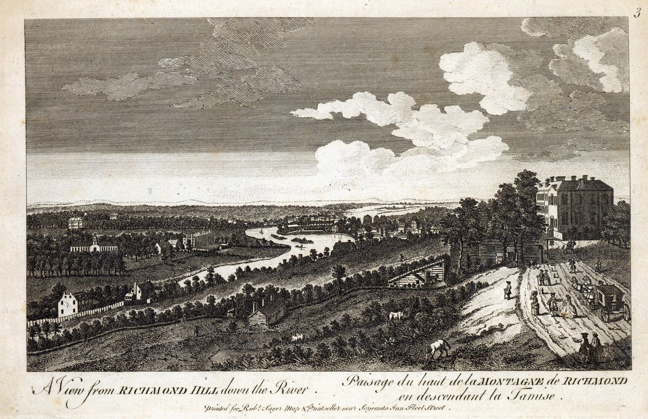 Widok z Richmond Hill w dół rzeki, wydrukowany dla Robert Sayer Map und Printseller, Fleet Street autorstwa English School