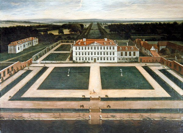 Widok Capesthorne Hall, Cheshire, ok. 1730 (olej na płótnie) autorstwa English School