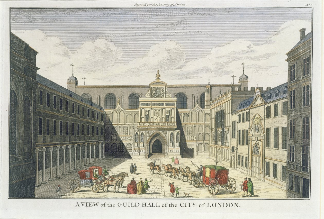 Widok na Guild Hall of the City of London, z Historii Londynu, koniec XVIII wieku autorstwa English School