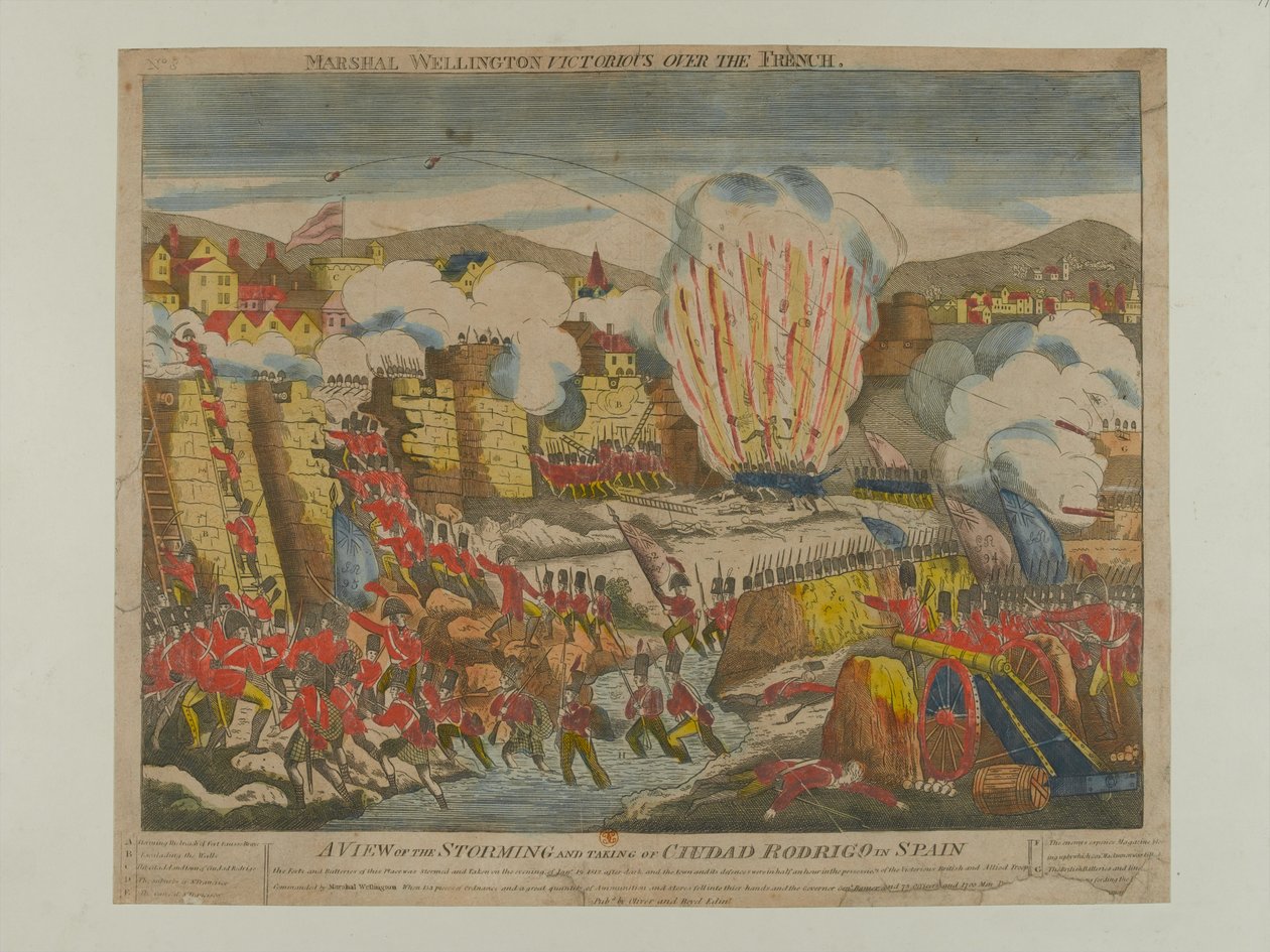 A View of the Storming and Take of Ciudad Rodrigo w Hiszpanii 1812, opublikowane przez Olivera i Boyda 1812 autorstwa English School