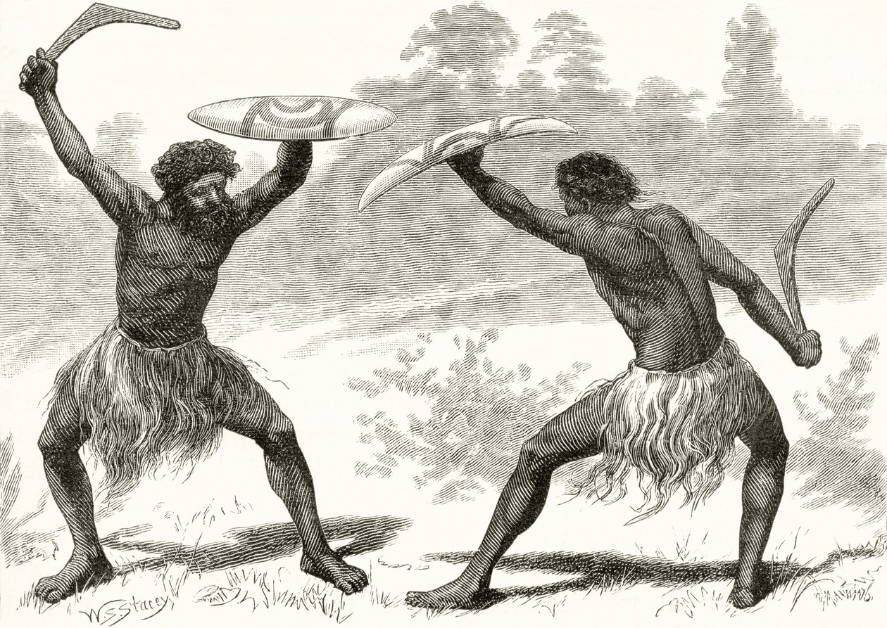 A Waddy Fight, z "Australian Pictures" Howarda Willoughby