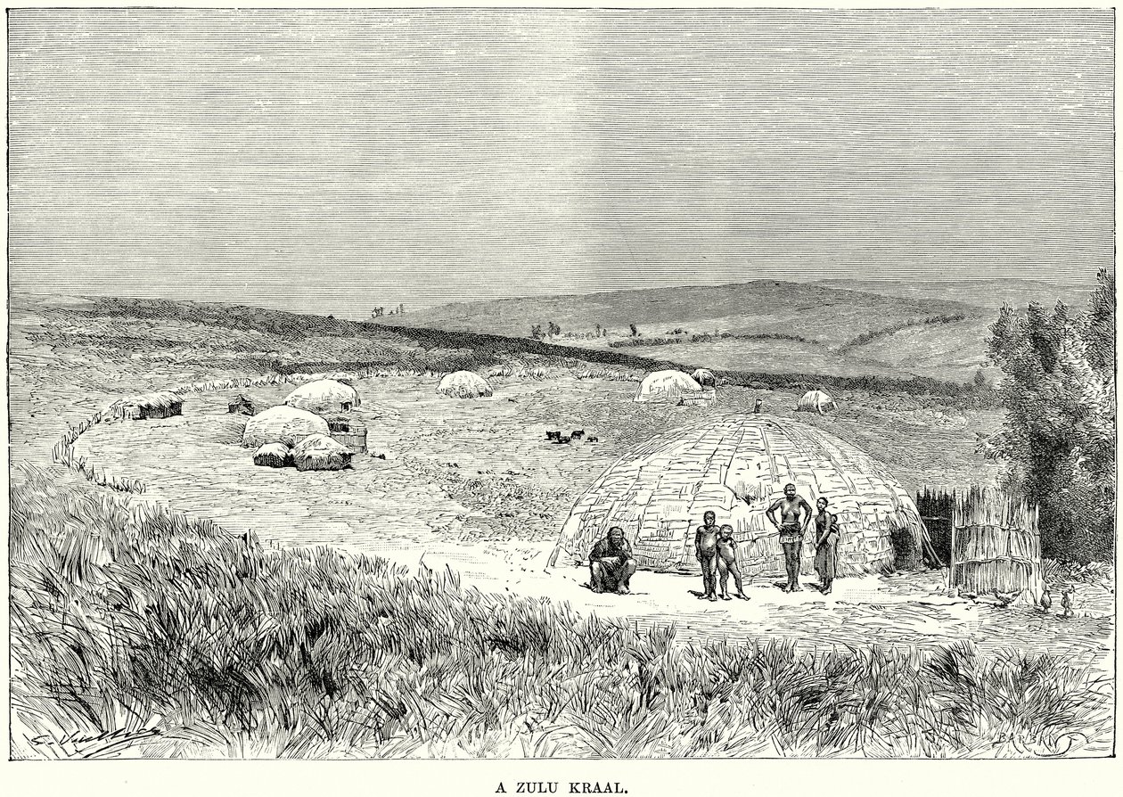 Koralik Zulu (grawerunek) autorstwa English School