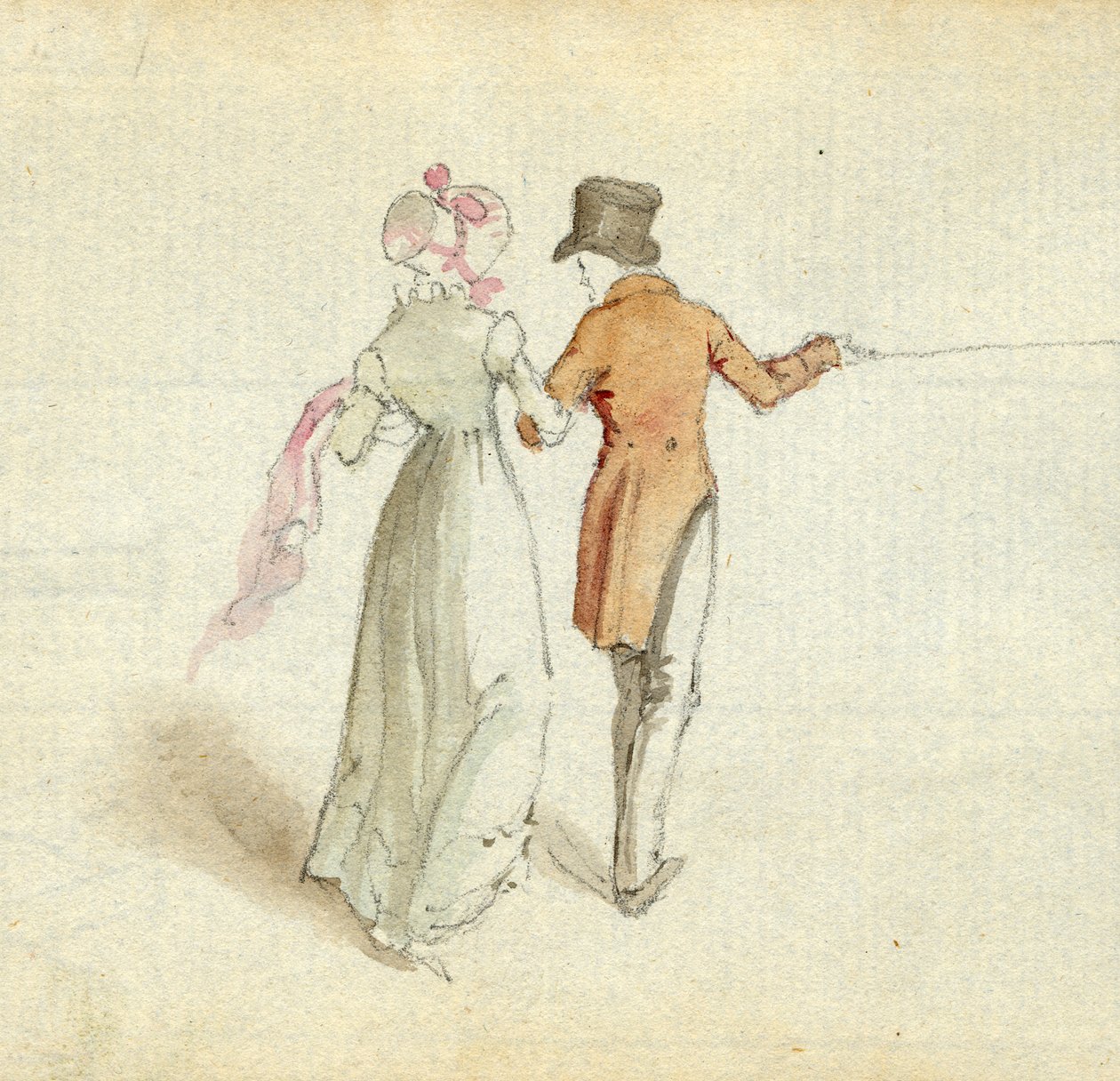 Para spacerująca, ok. 1825 (wc na papierze) autorstwa English School