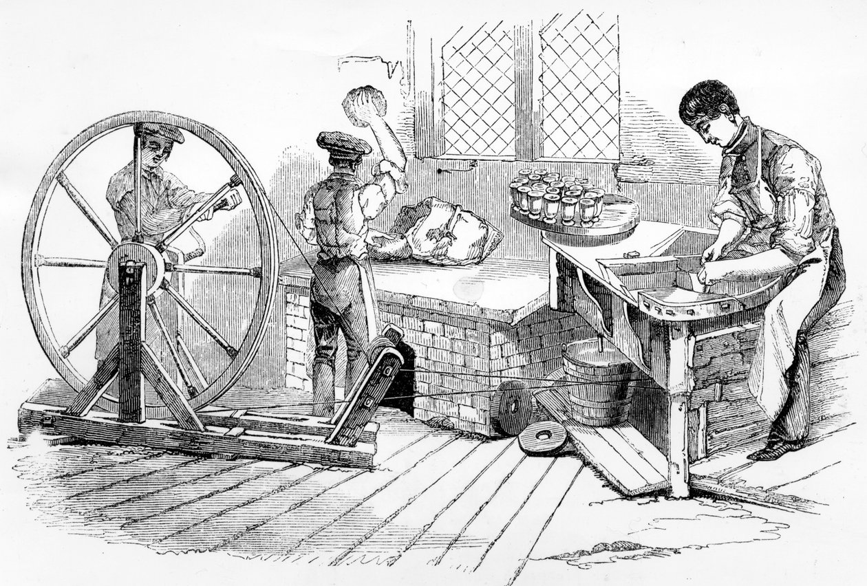 Dzień w Królewskiej Fabryce Porcelany, Worcester, 1843 autorstwa English School