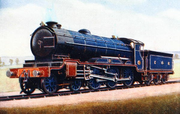 Lokomotywa London Midland and Scottish Railway, ilustracja z „Księgi lokomotywy” G. Gibbarda Jacksona, wydana w 1924 r. (kolor litho) autorstwa English School