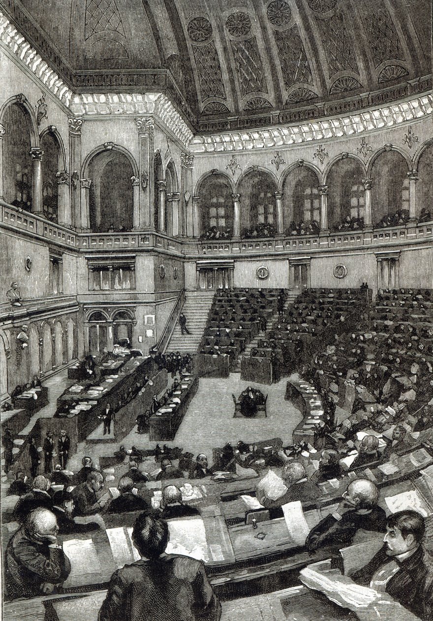 Noc posiedzeń we włoskiej Izbie Poselskiej z „Godziny wypoczynku”, 1891 r. autorstwa English School