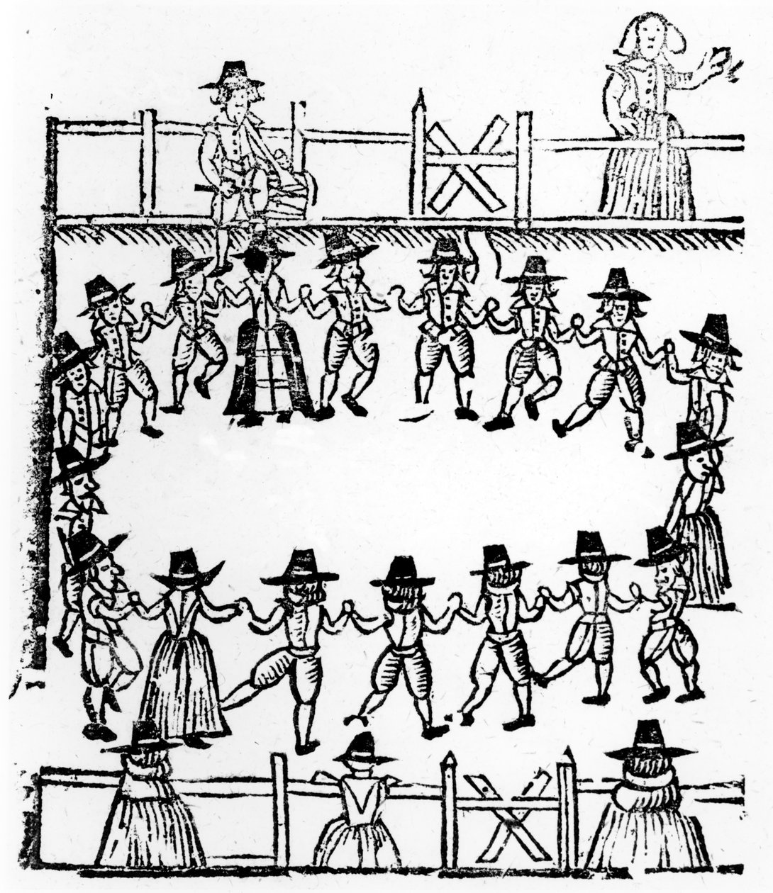 Okrągły taniec, ilustracja z A Book of Roxburghe Ballads autorstwa English School