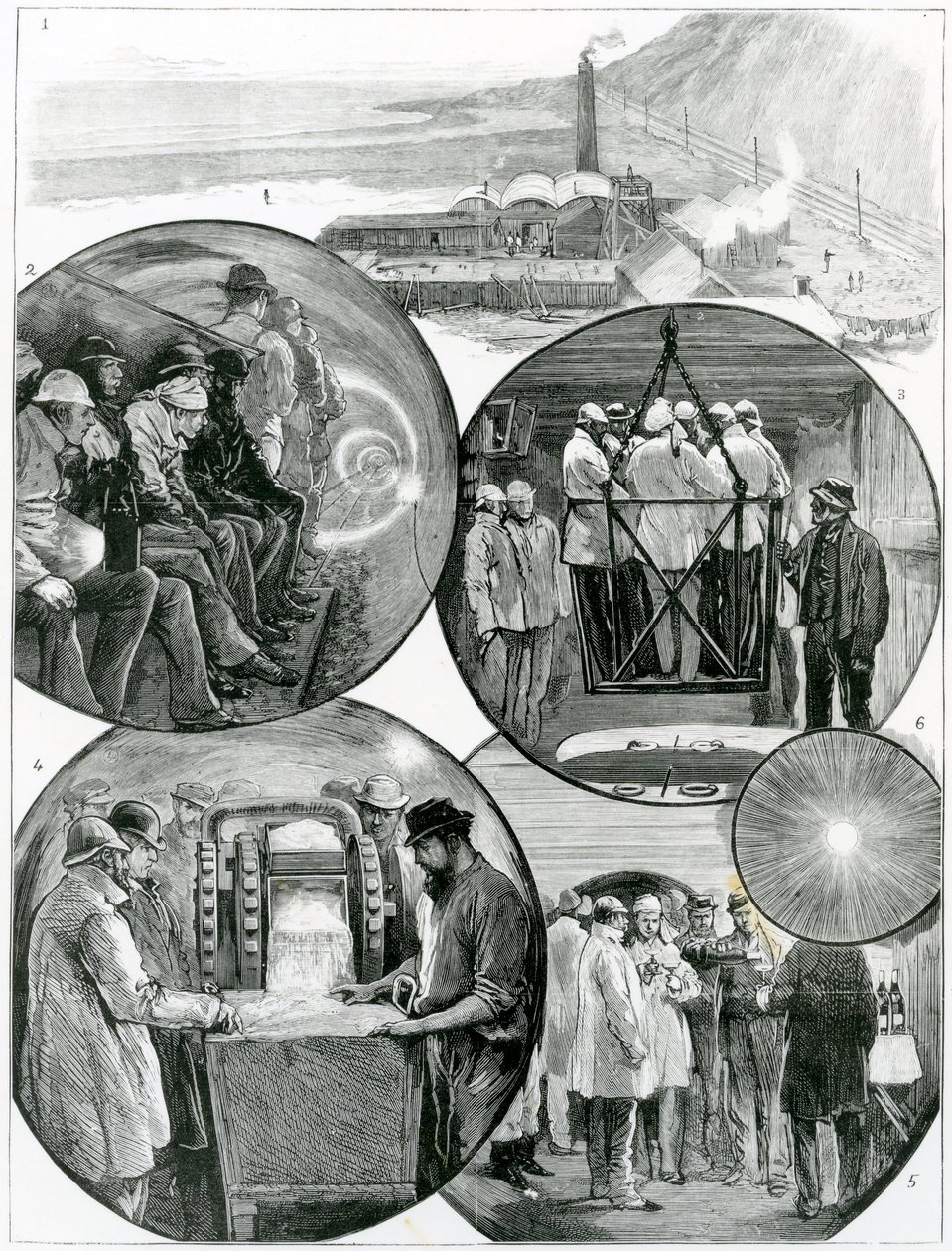 Wizyta w tunelu pod kanałem La Manche, ilustracja z Grafiki 4 marca 1882 r. autorstwa English School