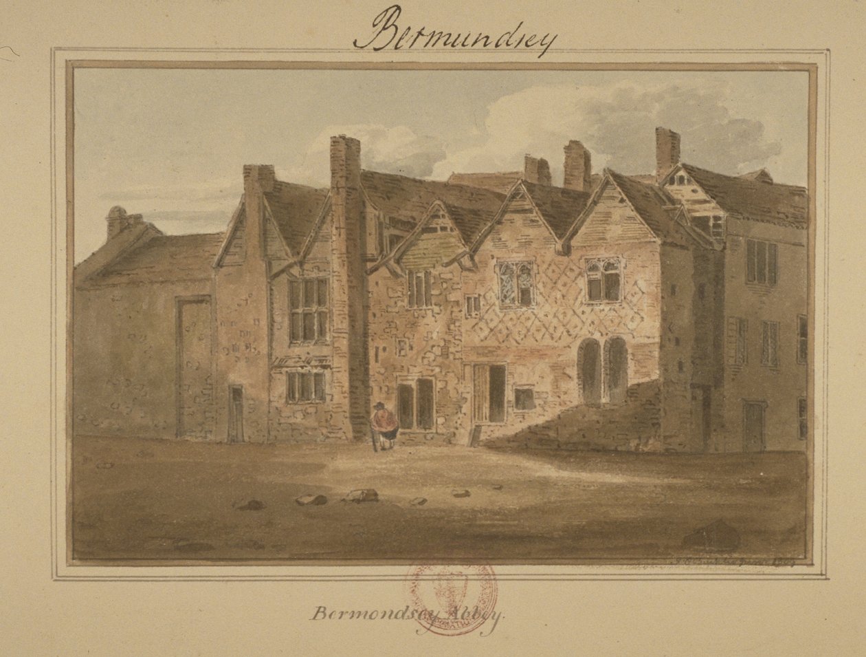 Opactwo św. Zbawiciela, Bermondsey, 1809 (wc na papierze) autorstwa English School