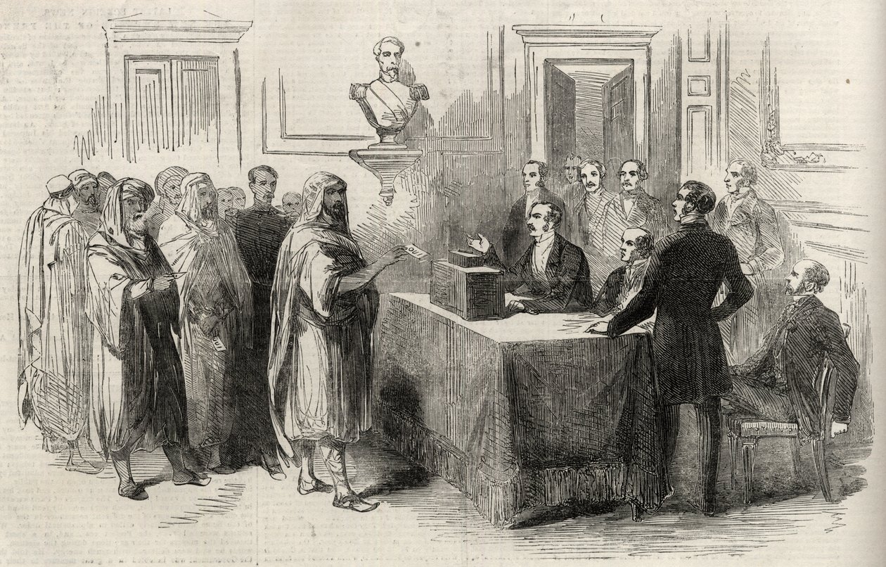 Abd-El-Kader Głosowanie na Cesarstwo Francuskie – ilustracja do The Illustrated London News, 4 grudnia 1852. autorstwa English School