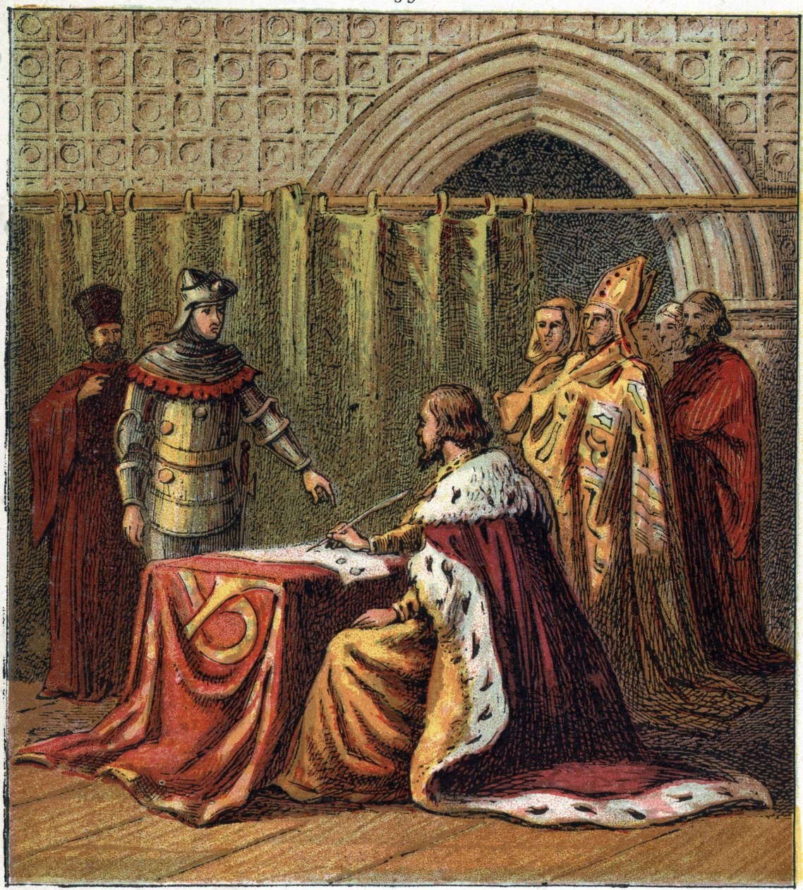Abdykacja króla Anglii Ryszarda II (1367-1400) w 1399 na rzecz jego kuzyna Henryka (Henryk IV z Anglii autorstwa English School