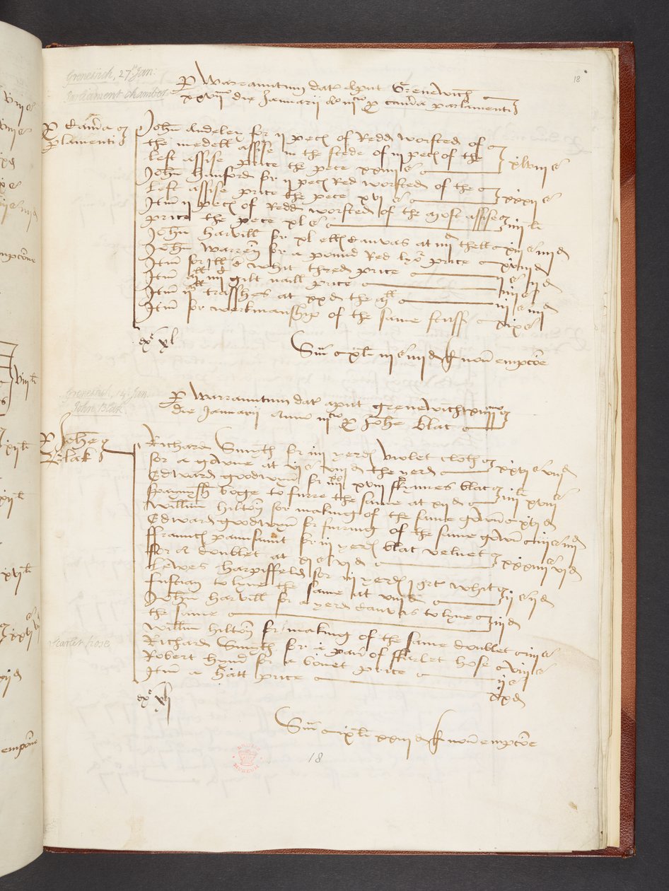Rachunki Andrew Windsora, opiekuna Wielkiej Szafy, Egerton MS 3025 f.18r autorstwa English School