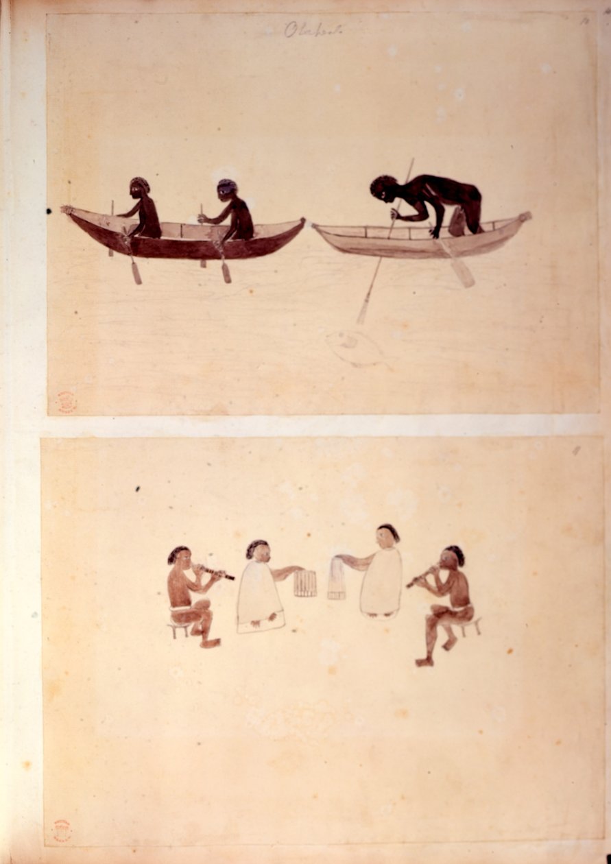 Add.15508 fol.10 Połów Aborygenów, z „Rysunków ilustrujących pierwszą wyprawę kapitana Cooka autorstwa English School
