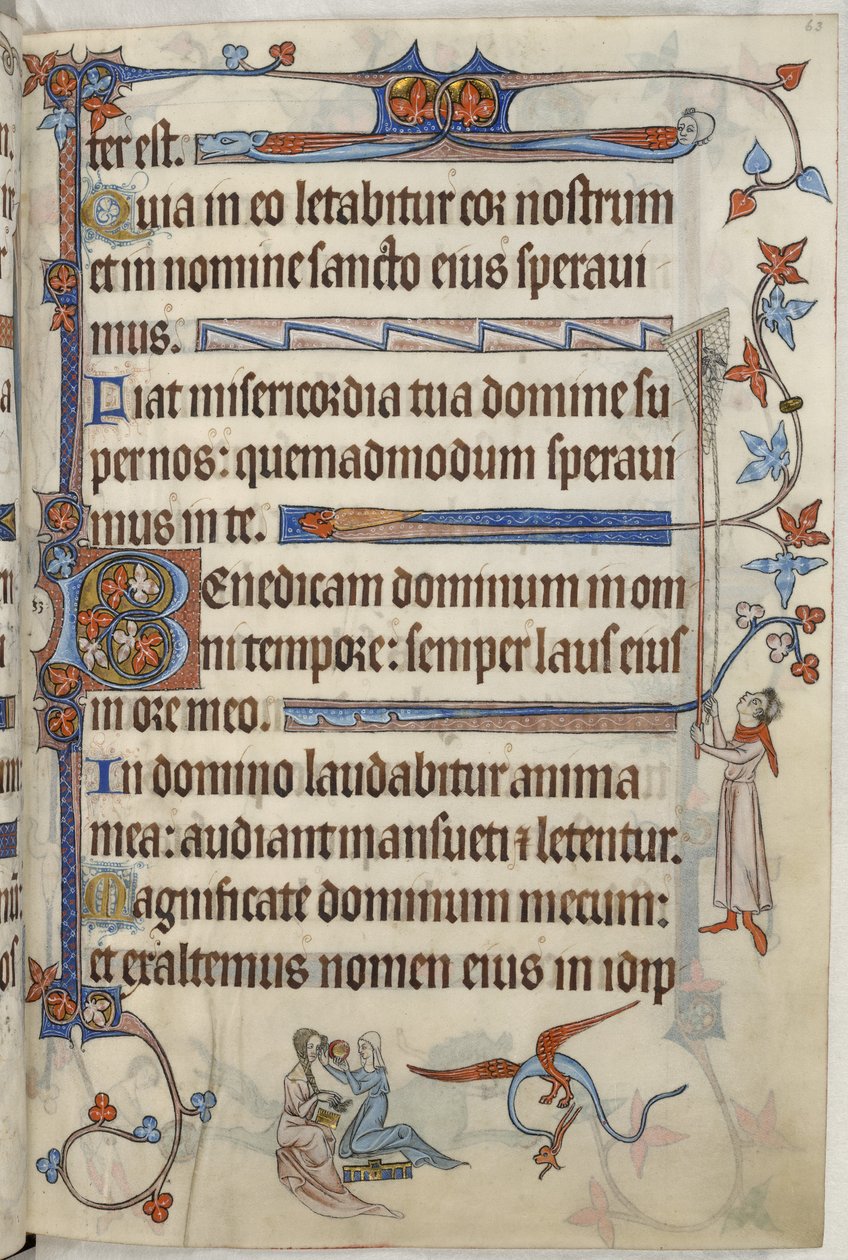 Dodać. 42130, f.63 Dama w toalecie, ilustracja z „Psałterza Luttrella”, c.1321-35 (welum) autorstwa English School