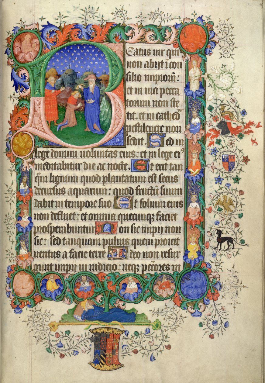 Dodać. 42131 fol.73 Psalm 1, rozpoczynający się inicjałem 