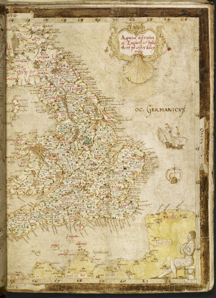 Dodać. 62540, ff.3v-4, Mapa Wielkiej Brytanii i Irlandii, z 