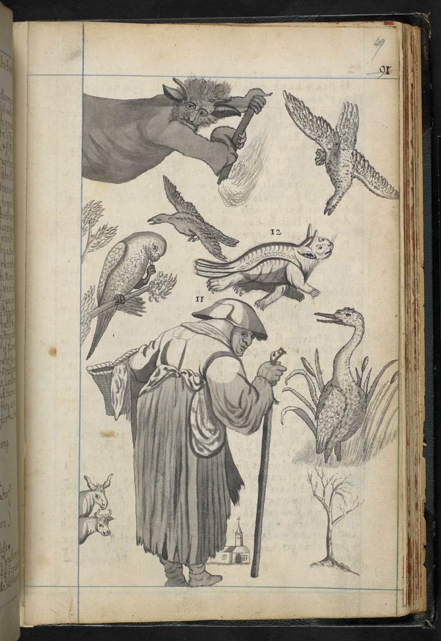 Dodaj MS 32496 f.49r Ilustracja z „Dyskursu o czarach, tak jak to miało miejsce w rodzinie pana Edwarda Fairfaxa z Fuystone” (grawerowanie) autorstwa English School