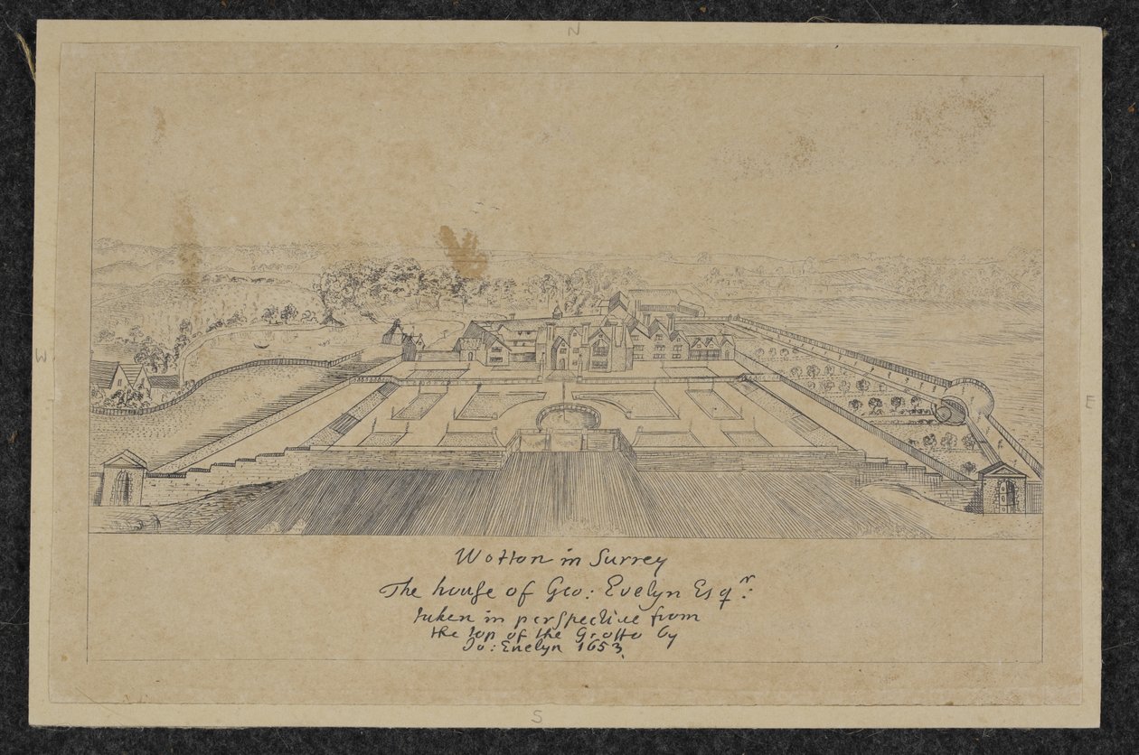Dodaj MS 78610G Wotton w Surrey: The House of Geo. Evelyn Esq autorstwa English School
