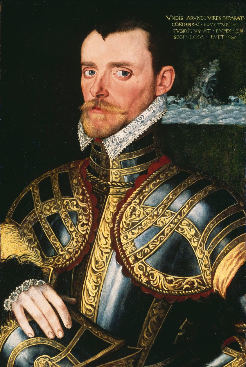 Admirał Sir Richard Hawkins (1532-1595), ok. 1590 (olej na panelu) autorstwa English School