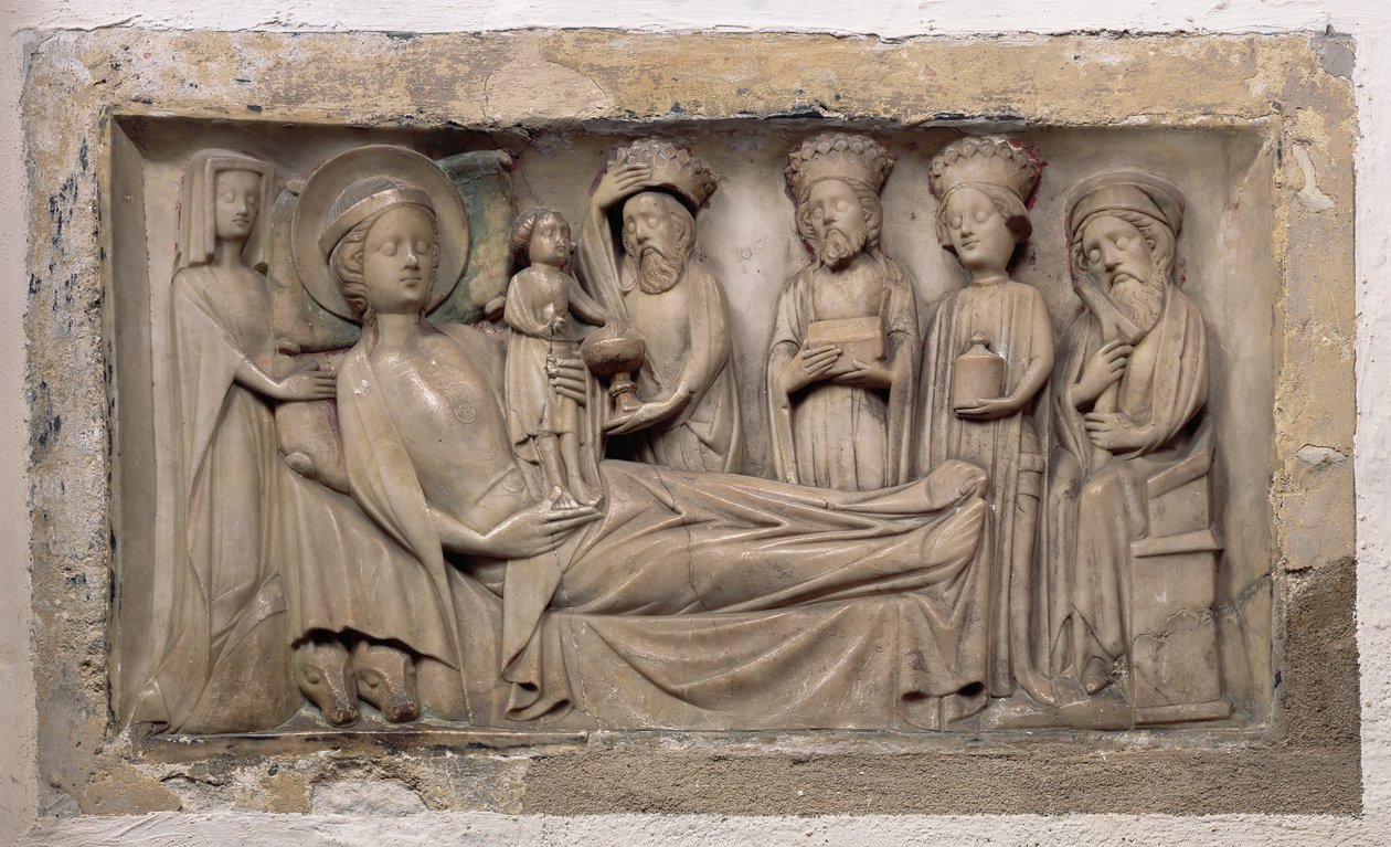 Adoracja Trzech Króli, ok. 1350 (alabaster) autorstwa English School