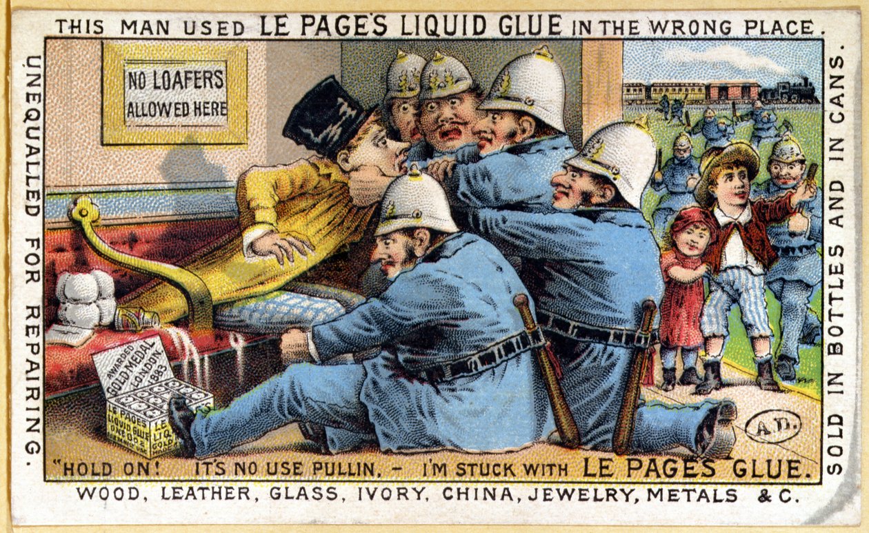 Reklama kleju w płynie Le Pages, ok. 1890 r autorstwa English School