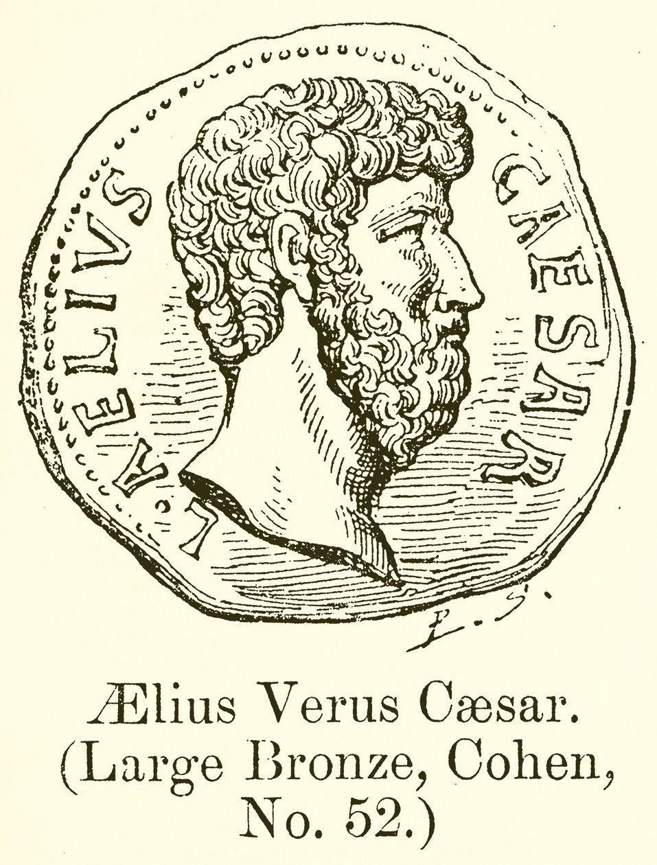 Aelius Verus Caesar. (Duży brąz, Cohen, nr 52) (grawerunek) autorstwa English School
