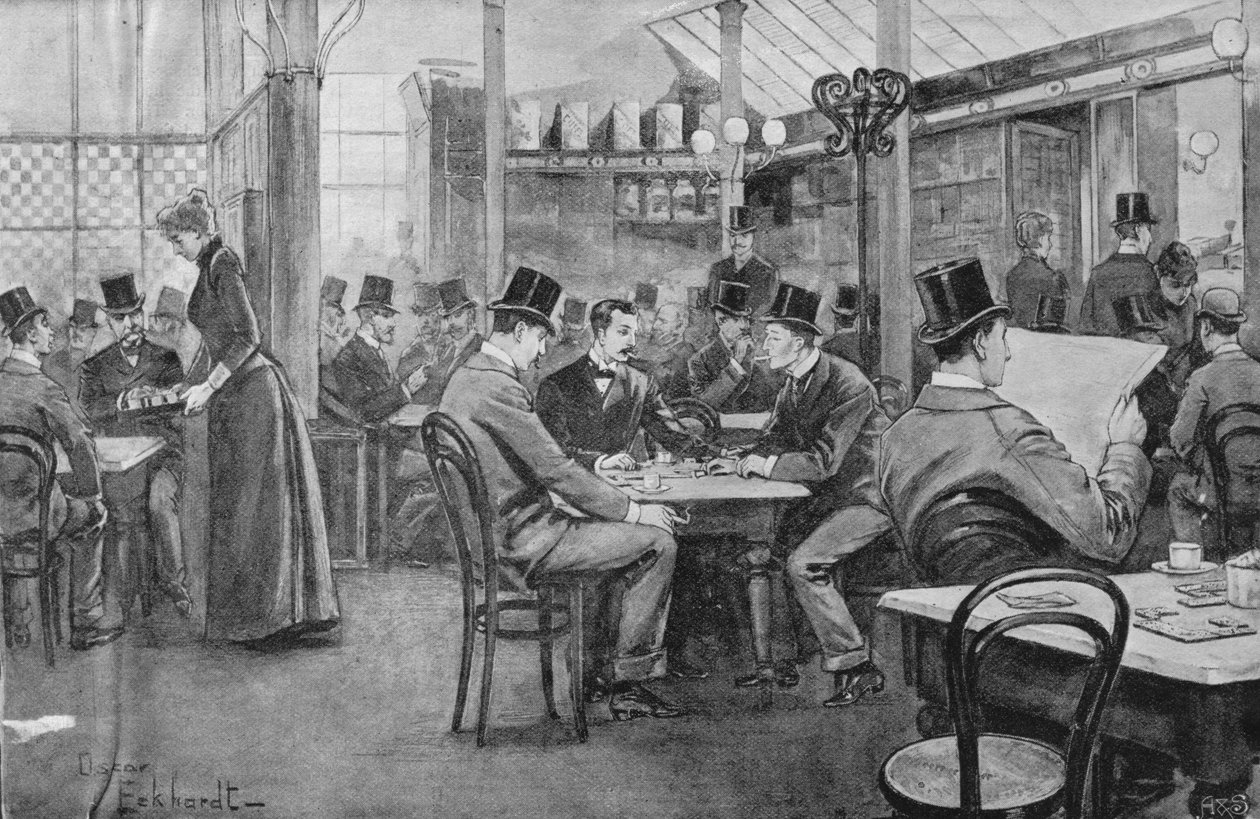 Po lunchu w kawiarni w Mekce w 1893 roku, z londyńskich kawiarni przeszłość i teraźniejszość autorstwa English School