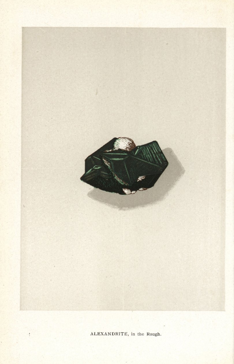 Surowy Aleksandryt, z „Precious Stones and Gems” Edwina Streetera, Londyn, George Bell & Sons autorstwa English School
