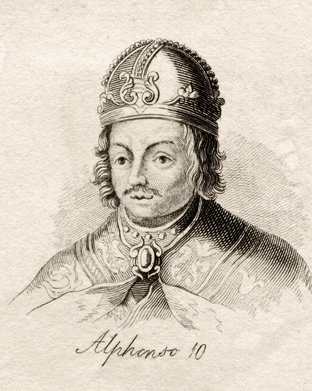 Alfonso X z Kastylii, ze „Słownika historycznego Krabba”, opublikowanego w 1825 r. autorstwa English School