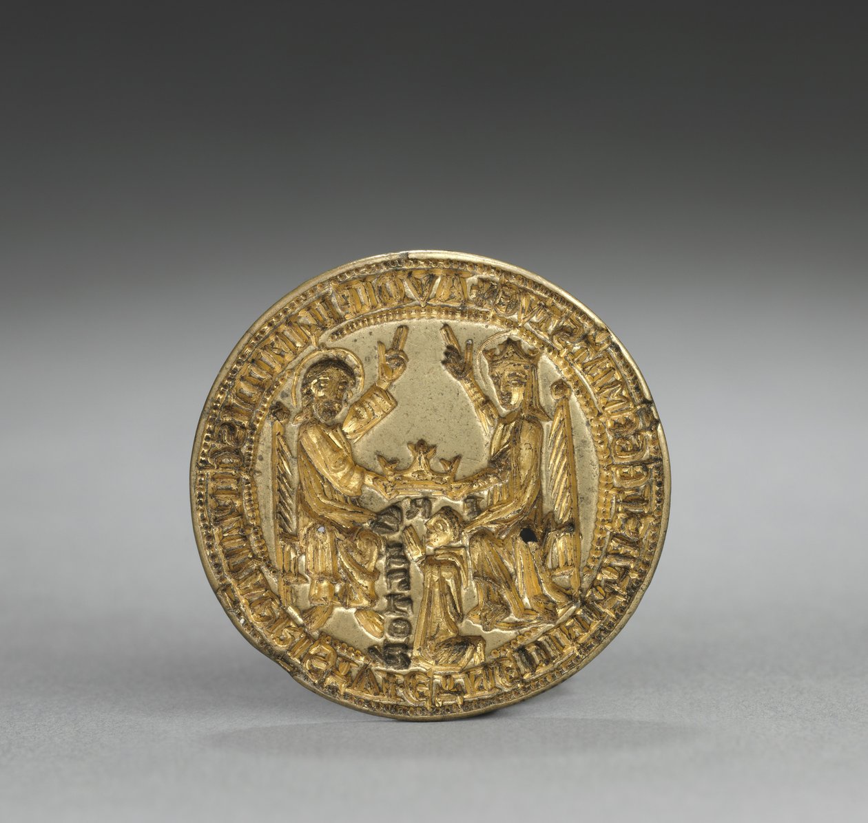Pieczęć w kształcie migdała: Koronacja Dziewicy z klęczącym mnichem, 1300-1400 autorstwa English School