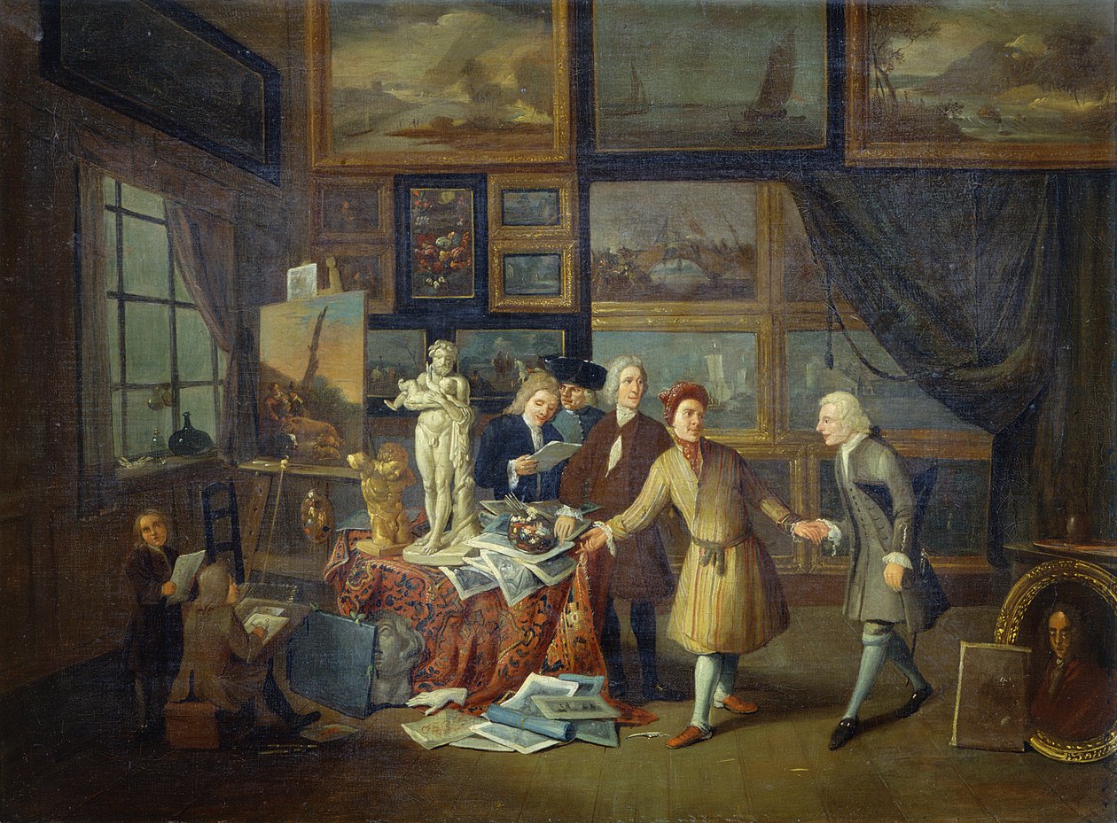 Pracownia artysty, ok. 1730 (olej na płótnie) autorstwa English School