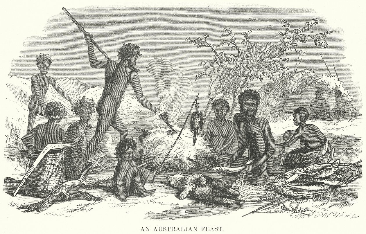 Australijska uczta (grawerunek) autorstwa English School