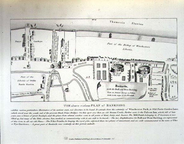 Elżbietański plan Bankside, wyd. autorstwa Roberta Wilkinsona autorstwa English School