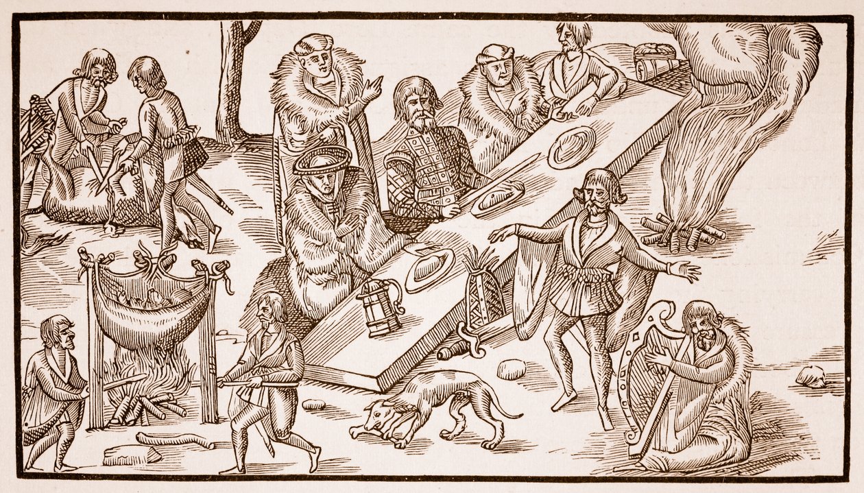 Bankiet irlandzki, 1581 (zdjęcie w sepii) autorstwa English School
