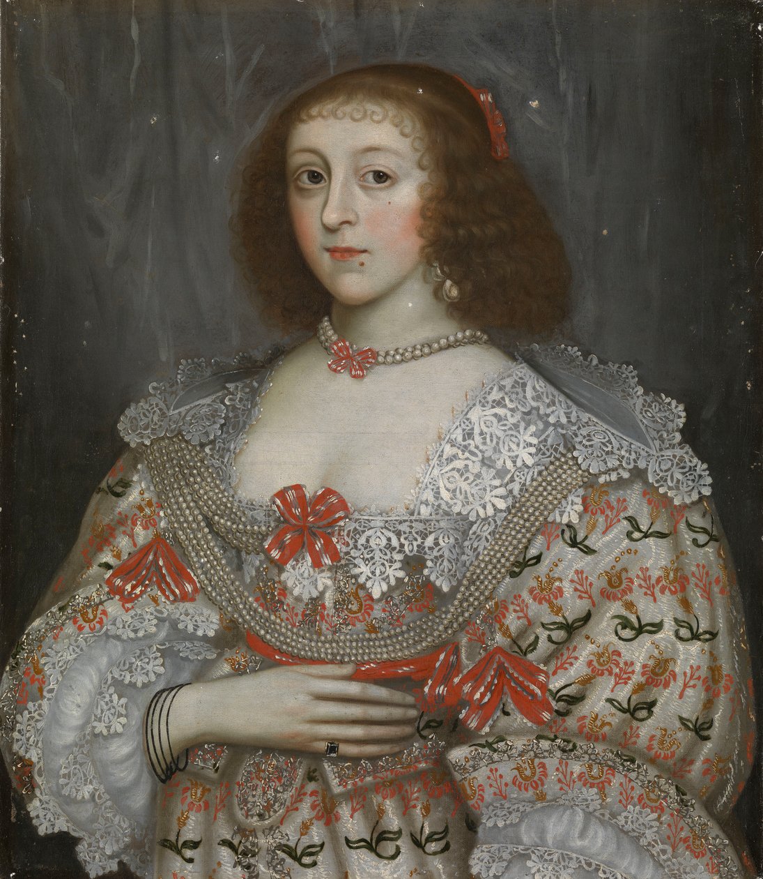 Niezidentyfikowana młoda dama z czasów Karola I, ok. 1635 (obraz olejny) autorstwa English School
