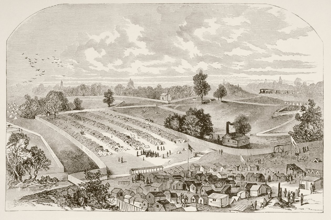 Więzienie Andersonville (litho) autorstwa English School