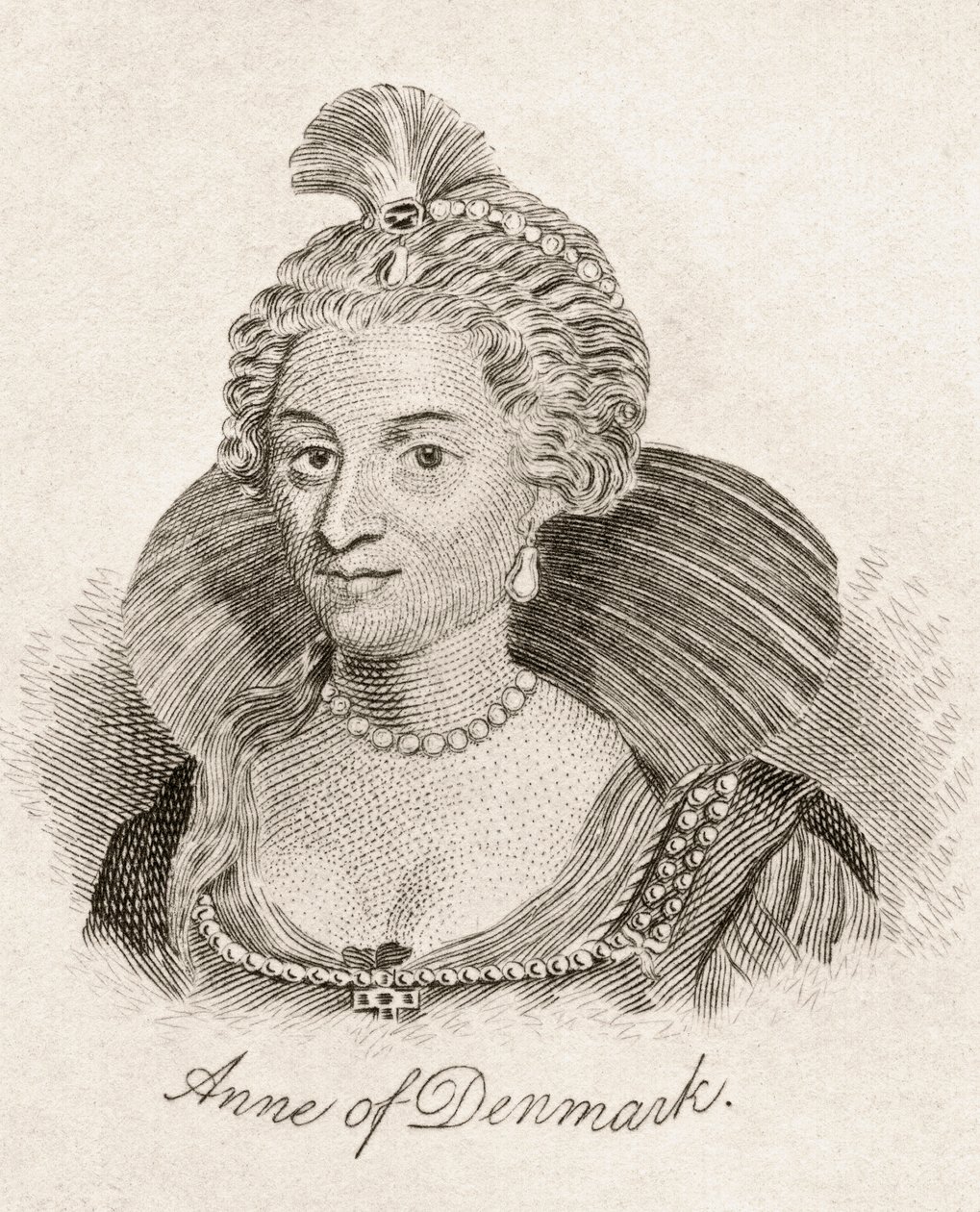 Anne of Denmark, ze „Słownika historycznego Krabba”, opublikowanego w 1825 r. autorstwa English School
