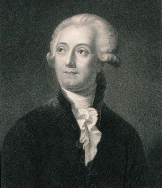 Antoine Laurent Lavoisier (1743-94) z „Galerii Portretów”, publikacja 1833 (rycina) autorstwa English School