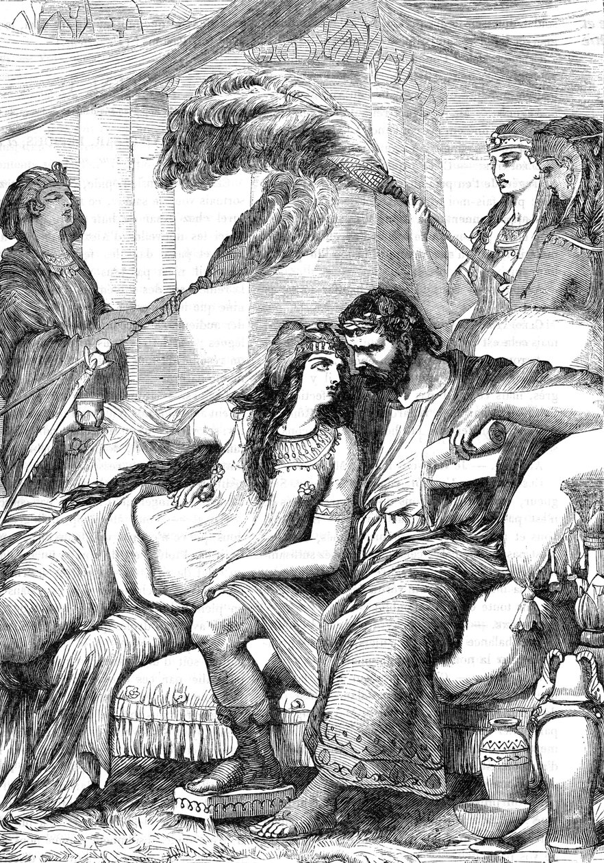 Antoine et Cleopatre (Antony and Cleopatra) – Ilustracja w „” Completes de William Shakespeare””” 1866 – Ilustracje i ogólna forma tego wydania zapożyczono z ilustrowanego Szekspira Cassella, opublikowanego w Londynie autorstwa English School