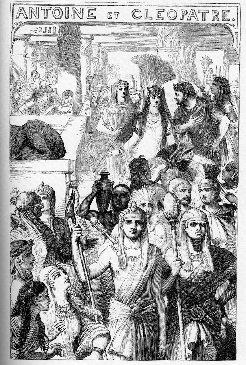 Antoine et Clopatre (Antony and Cleopatra) – Ilustracja w „” Completes de William Shakespeare”””” 1866 – Ilustracje i ogólna forma tego wydania zapożyczono z ilustrowanego Szekspira Cassella, opublikowanego w Londynie autorstwa English School