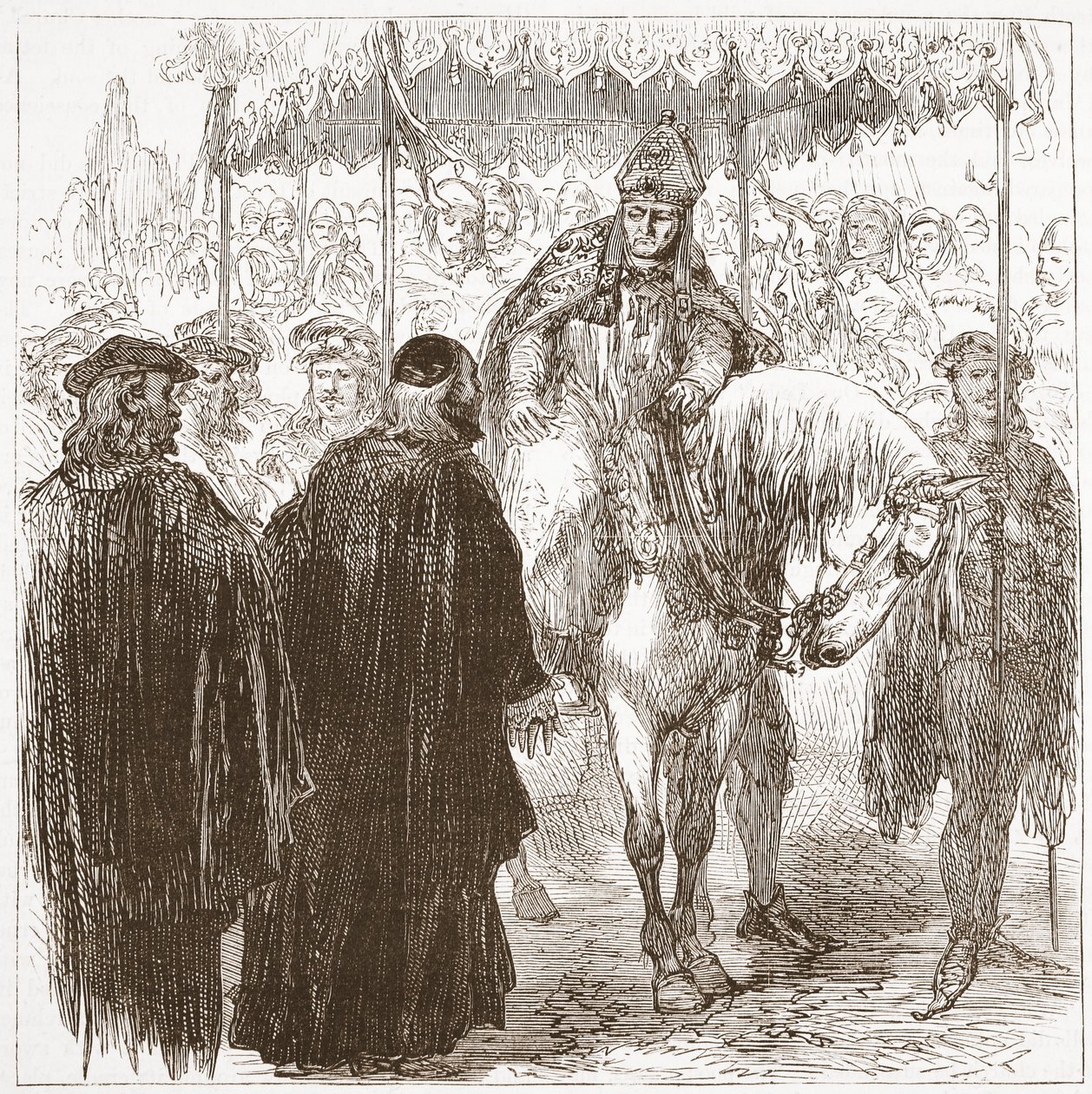 Arcybiskup Arundel w Oksfordzie, ilustracja z Historii protestantyzmu Jamesa Aitkena Wylie (1808-1890), wyd. 1878 autorstwa English School