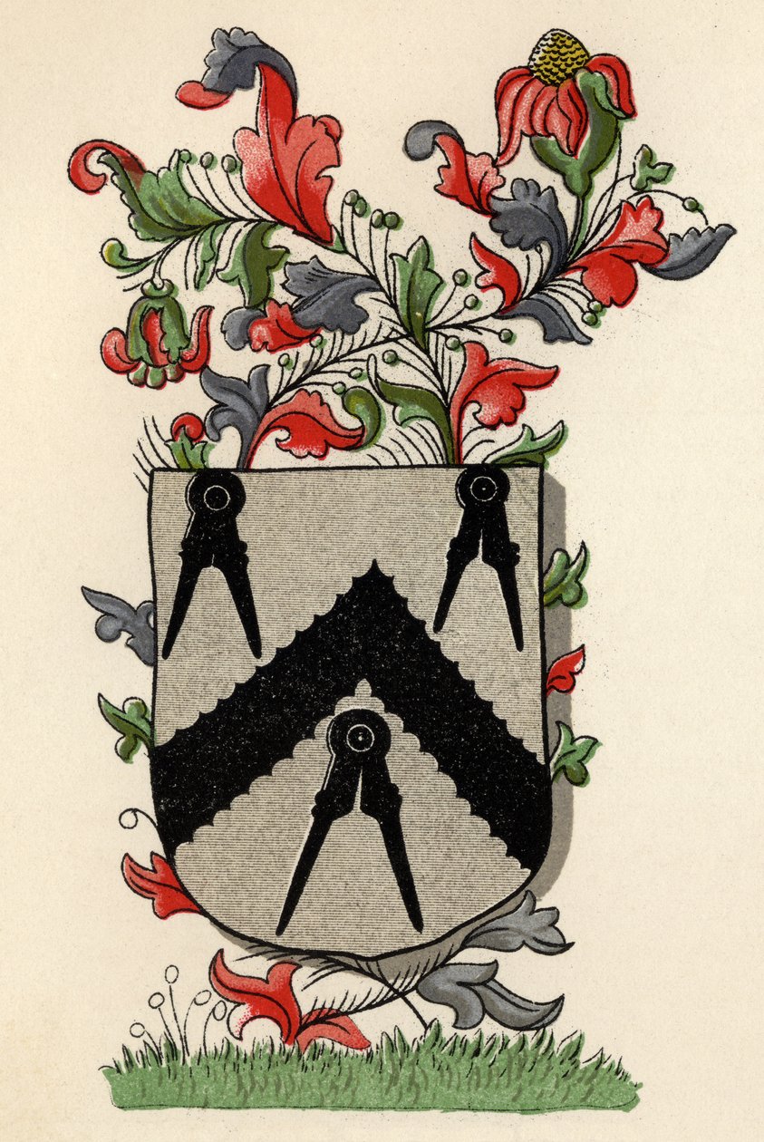 Broń przyznana Carpenters Company of London, 6. Edward IV, 1466, z Historii masonerii, tom II, wydanej przez Thomasa C. Jacka, Londyn, 1883 autorstwa English School
