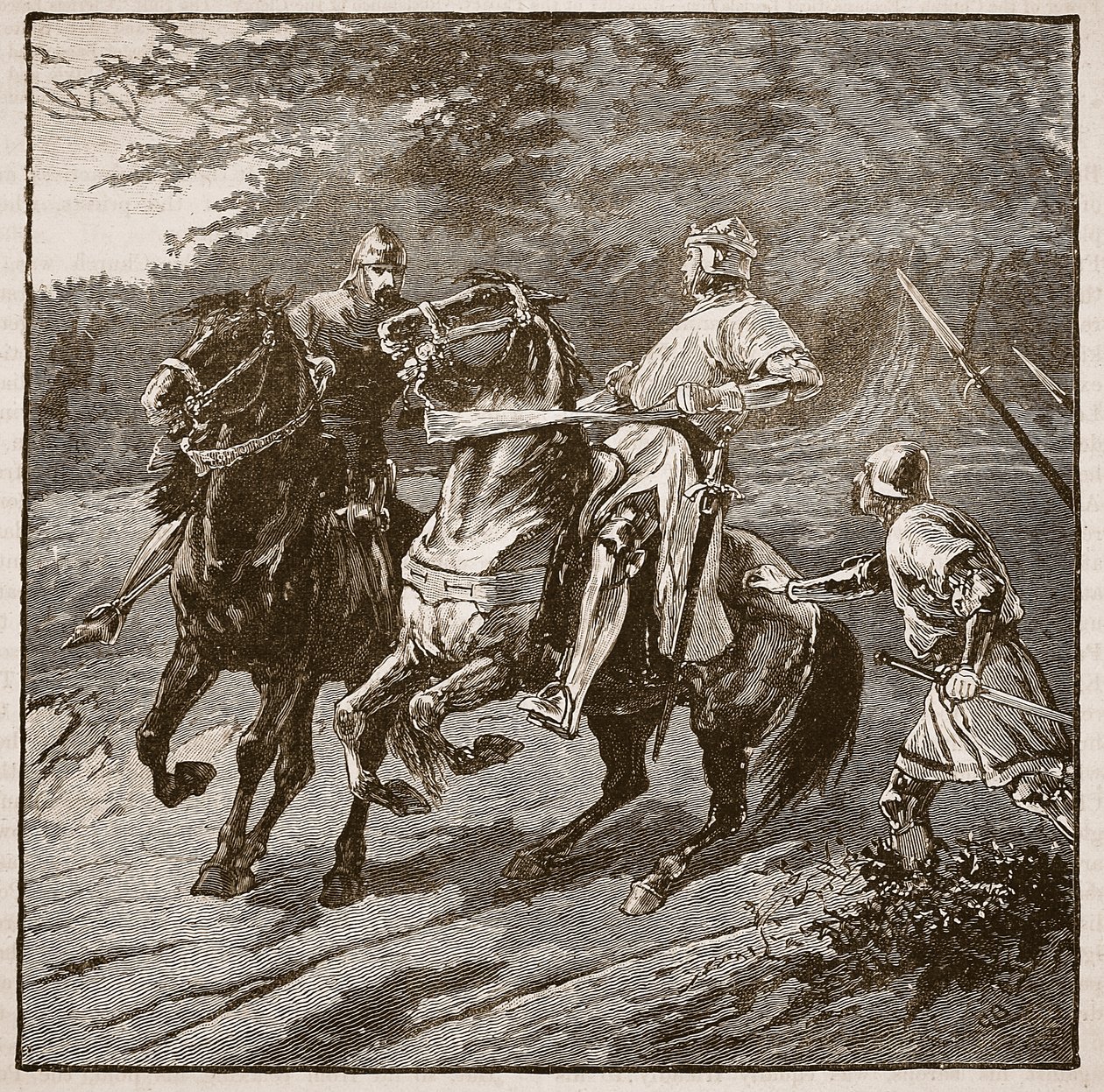 Aresztowanie króla Ryszarda, ilustracja z Cassells Illustrated History of England (zdjęcie w sepii) autorstwa English School