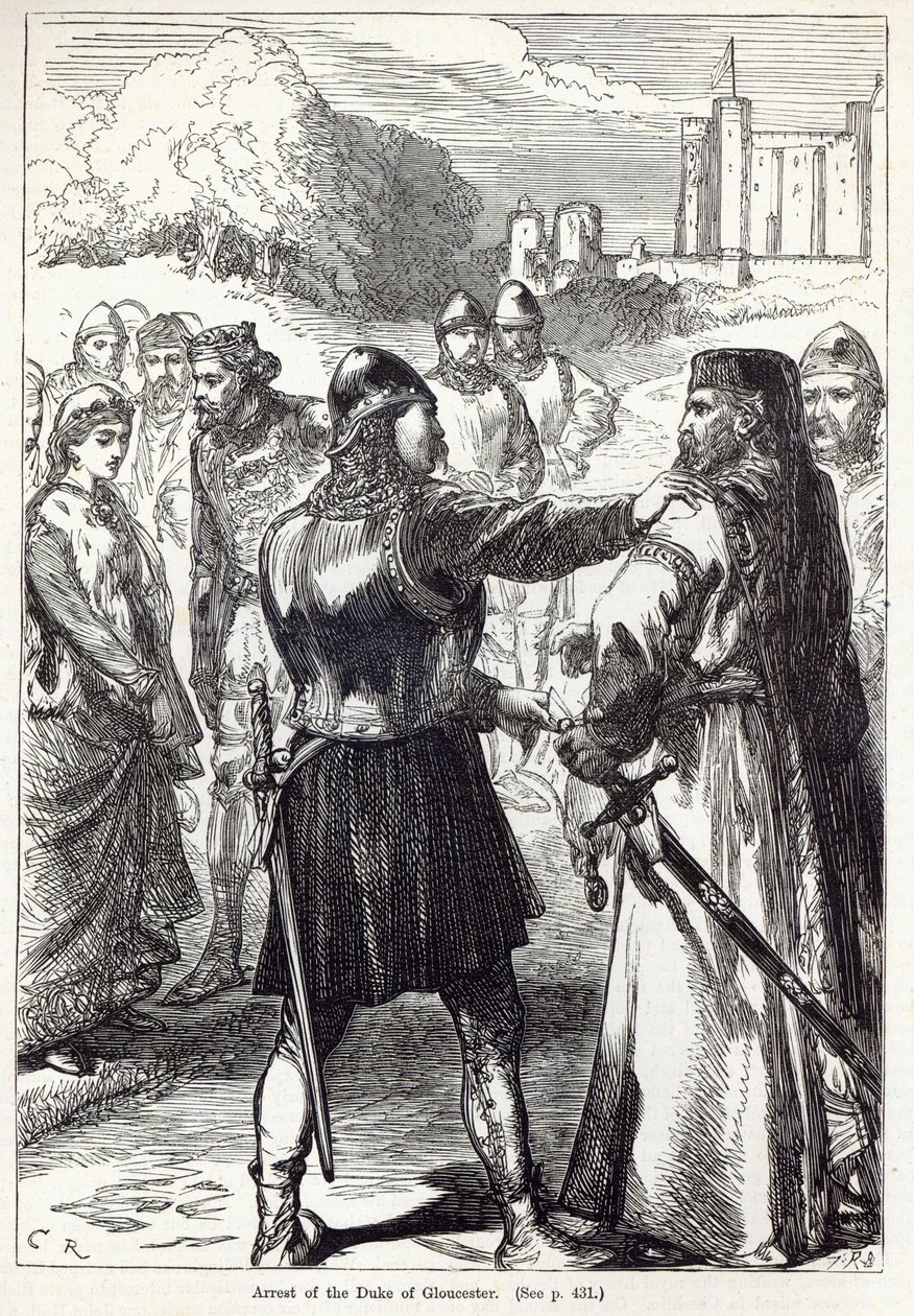 Aresztowanie księcia Gloucester, ilustracja z „Ilustrowanej historii Anglii Cassella” autorstwa English School