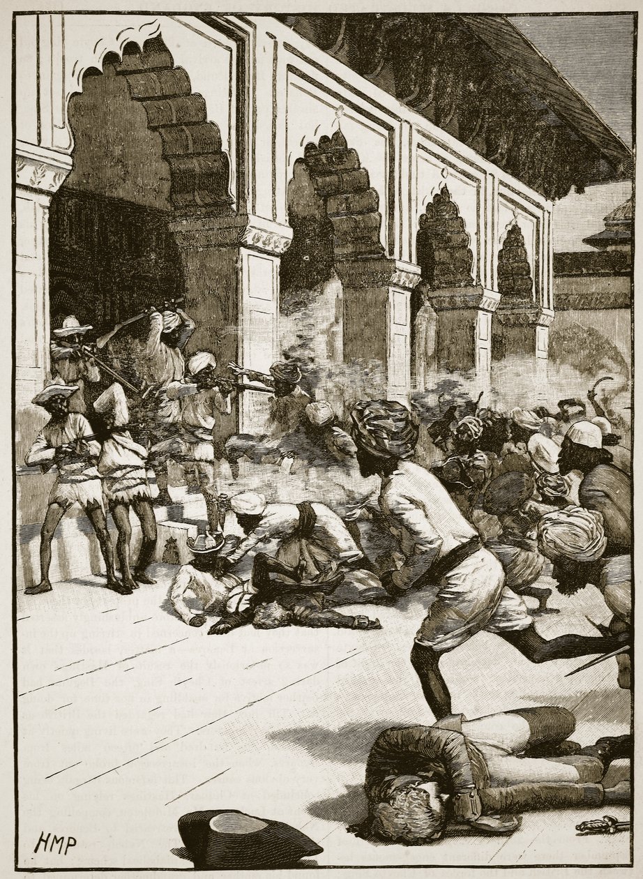Aresztowanie radży Benares, ilustracja z Cassells Illustrated History of England (zdjęcie w sepii) autorstwa English School