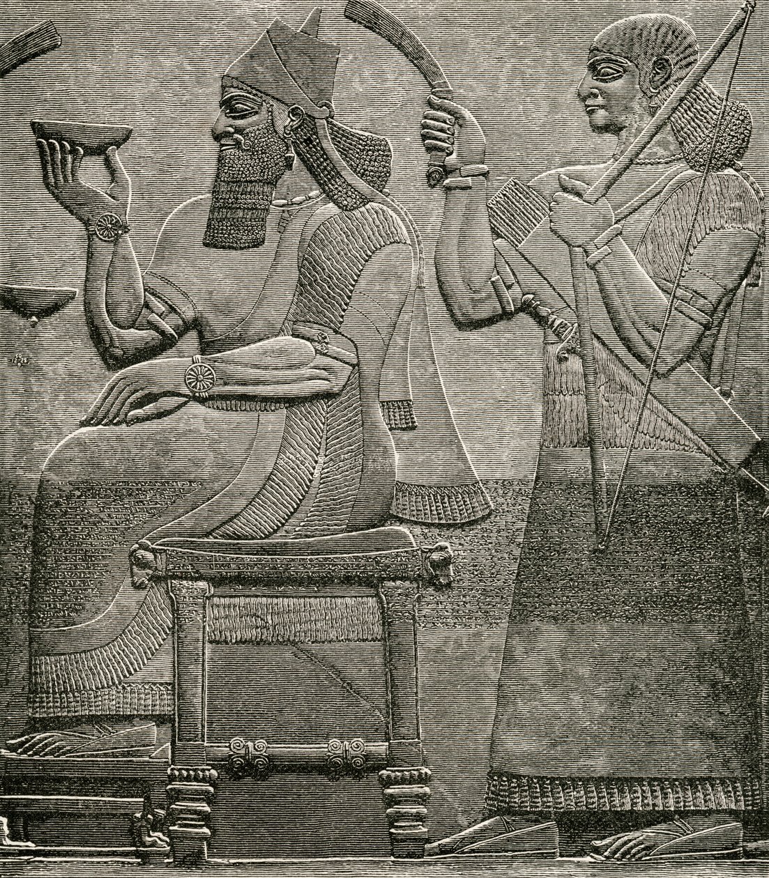 Aszur-nasir-pal II, z płaskorzeźby w British Museum, z The Worlds Inhabitants autorstwa G.T. Bettany, opublikowano 1888 autorstwa English School